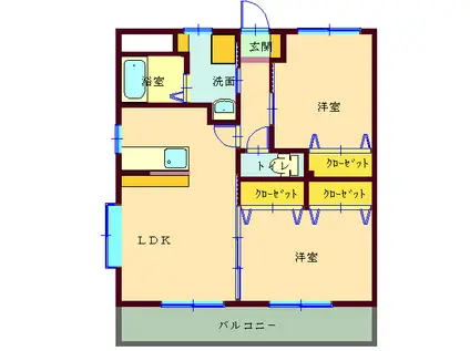 クレール長島(2LDK/1階)の間取り写真