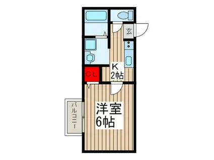 アークシティ霞ヶ関(1K/2階)の間取り写真