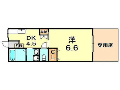 シティハイムマリンヒル(1DK/1階)の間取り写真