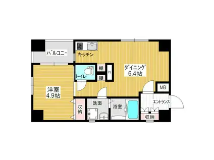 チェスターハウス猿楽町(1DK/3階)の間取り写真