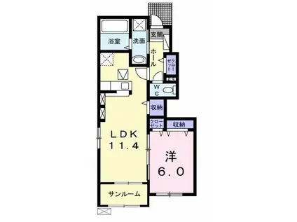 ヴィラ フミ(1LDK/1階)の間取り写真
