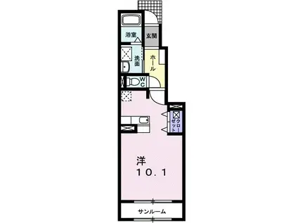 サニーハウス(ワンルーム/1階)の間取り写真