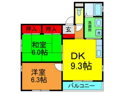 コウリヒルズ(2DK/3階)の間取り写真