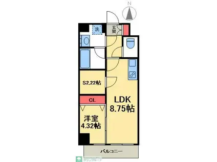 アイル プレミアム東京西新井(1LDK/8階)の間取り写真