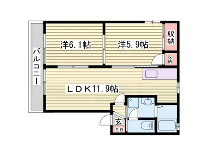 シャーメゾン東延末(2LDK/2階)の間取り写真