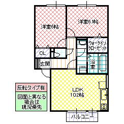 サニーウエル A(2LDK/2階)の間取り写真