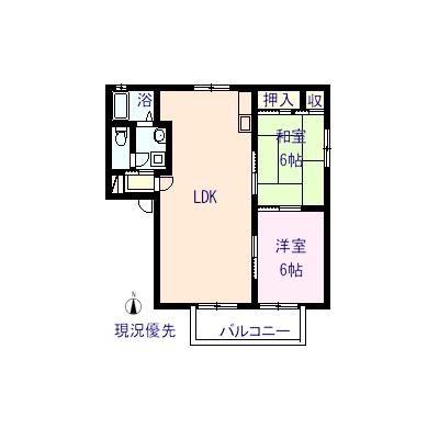 フォーレス大平A(2LDK/2階)の間取り写真