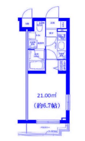 グリアス横浜・三ツ沢公園(1K/3階)の間取り写真