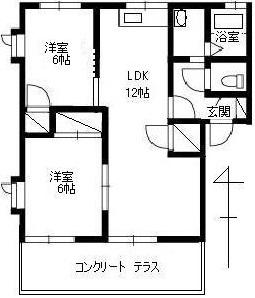 ヴィラエーデルB(2LDK/1階)の間取り写真