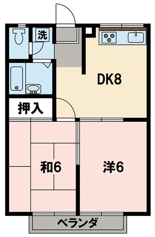 エステートピアアマガイ(2DK/2階)の間取り写真