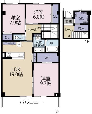 BONHEUR SHINHAMA(3LDK/2階)の間取り写真