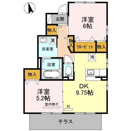 パークコート F(2DK/1階)の間取り写真