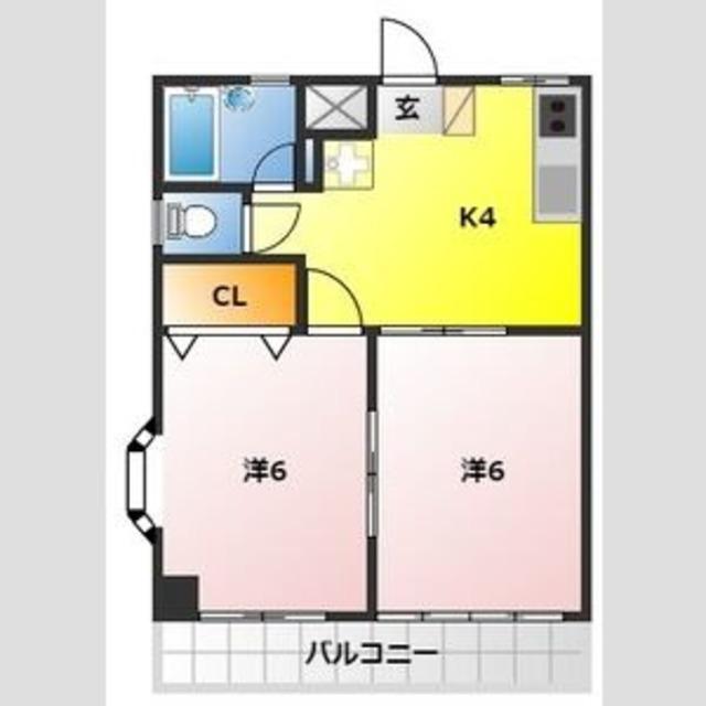 メゾンローリエ(2K/3階)の間取り写真