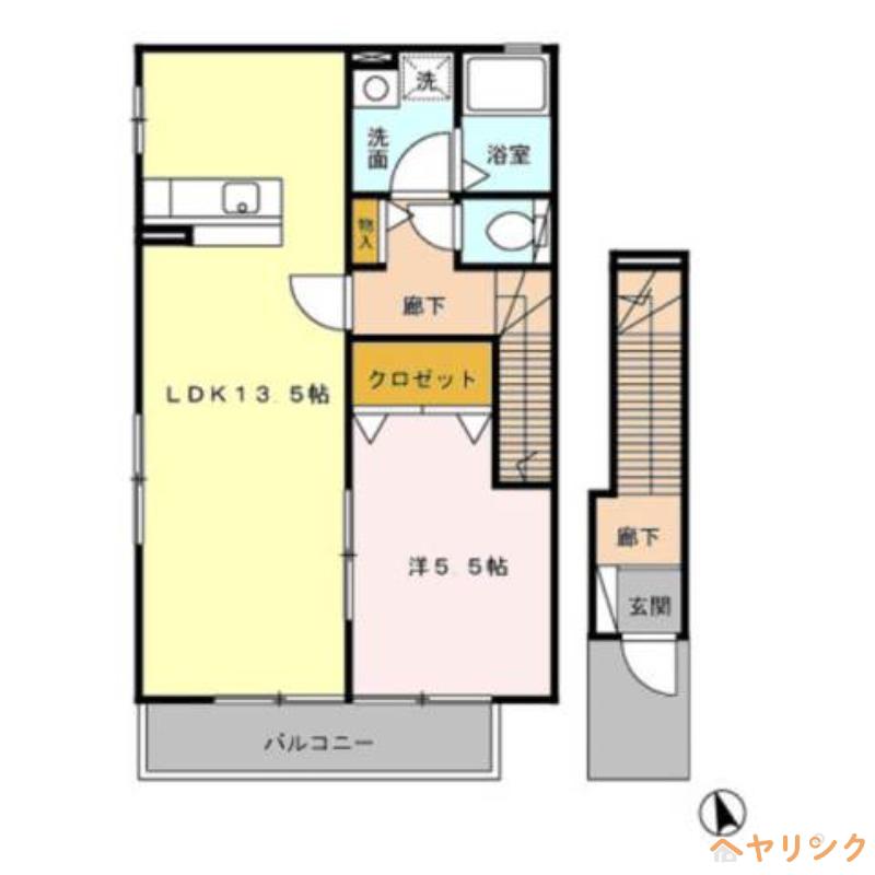 エステート和合A棟(1LDK/2階)の間取り写真