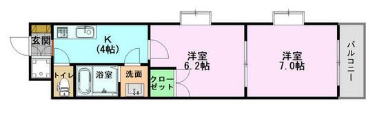 デューン(2K/3階)の間取り写真