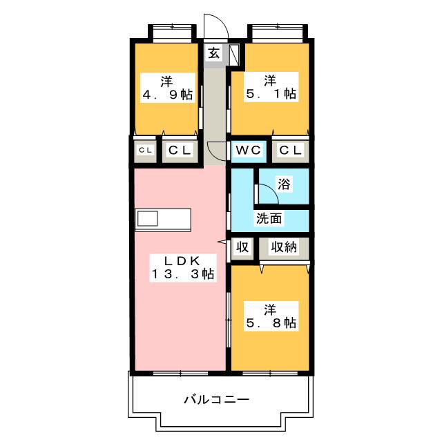 サンガーデン(3LDK/2階)の間取り写真