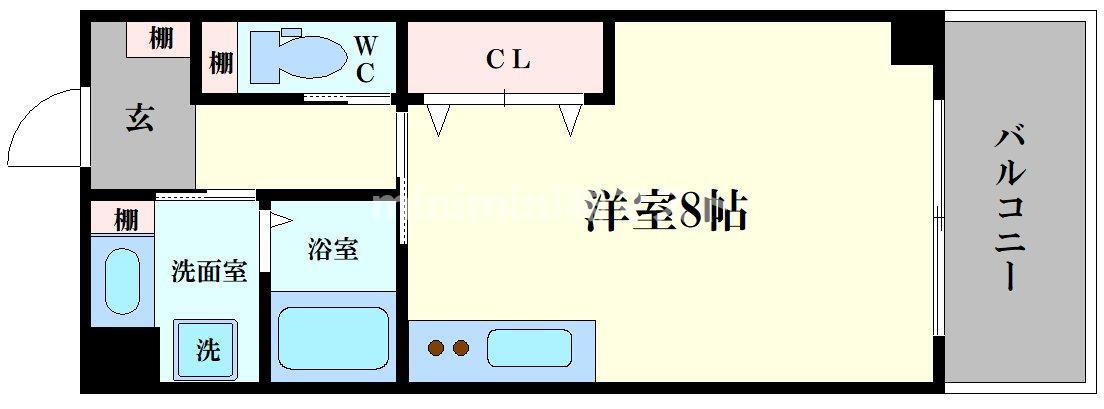 JJCOURT磯路III(ワンルーム/4階)の間取り写真