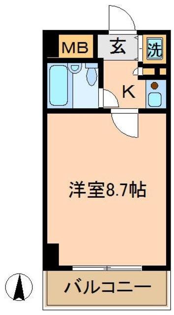 グローリア初穂小岩(ワンルーム/1階)の間取り写真