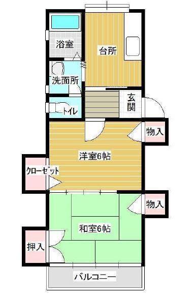 コーポ雅(2K/1階)の間取り写真