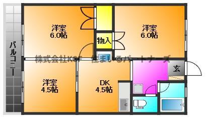 シティハイムけやき(3DK/2階)の間取り写真