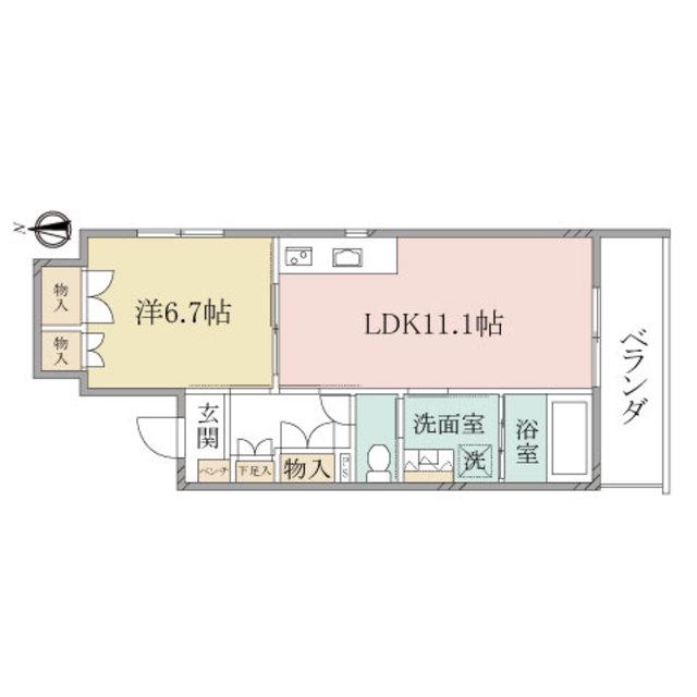 ヘーベルヴィレッジ相模原(1LDK/2階)の間取り写真
