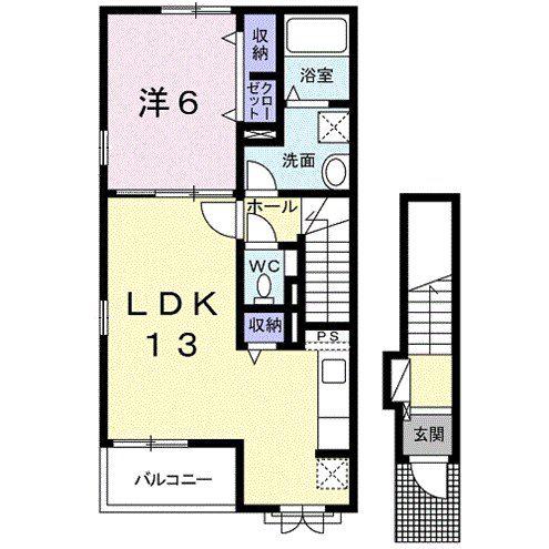ヴァルゴII(1LDK/2階)の間取り写真