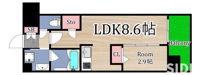 コンフォリア・リヴ京橋(1LDK/3階)の間取り写真
