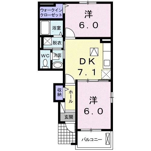 ステーションヒルズ II(2DK/1階)の間取り写真