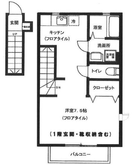 トライブロス(ワンルーム/2階)の間取り写真