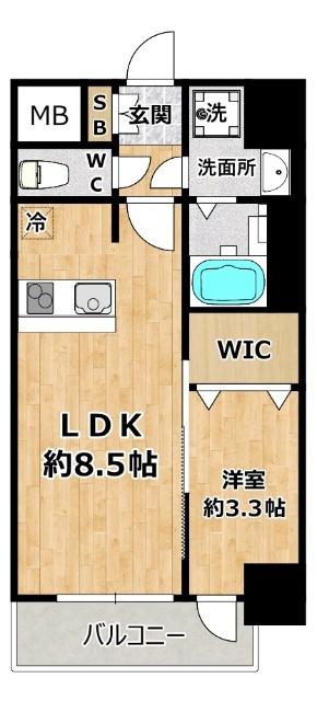 ソルテラスOSAKA姫島エテルナ(1LDK/6階)の間取り写真