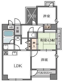 トータス西天満(3LDK/10階)の間取り写真