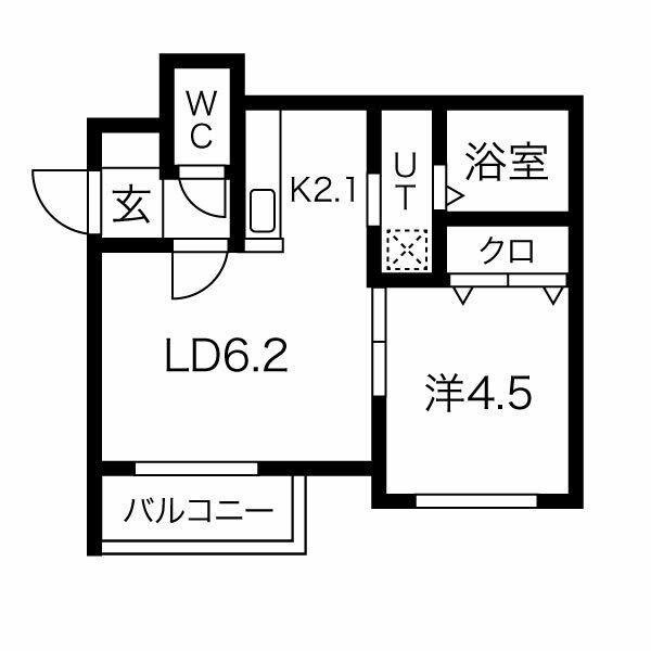 CHAMBRE東札幌(1LDK/4階)の間取り写真