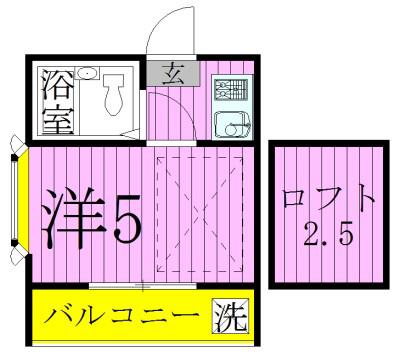 ライフピアキャメル(1K/2階)の間取り写真