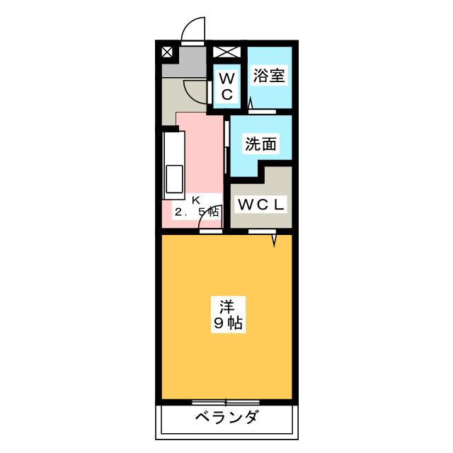 エスタシオン 津(1K/2階)の間取り写真