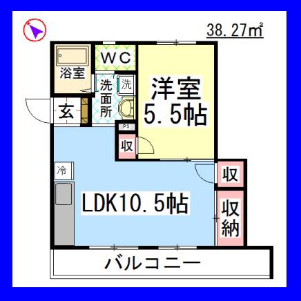 AF リバーストーン(1LDK/2階)の間取り写真