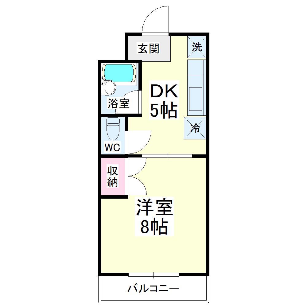 フレンドシティII(1DK/2階)の間取り写真