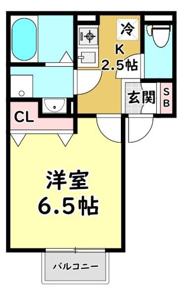 パセオ御堂町(1K/2階)の間取り写真