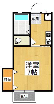 アミティハイム(1K/1階)の間取り写真