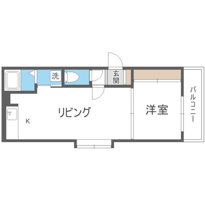クリスタル北24条(1DK/4階)の間取り写真