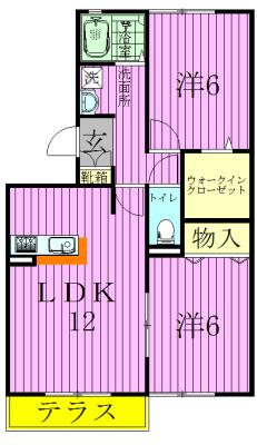 サンモール六実(2LDK/1階)の間取り写真