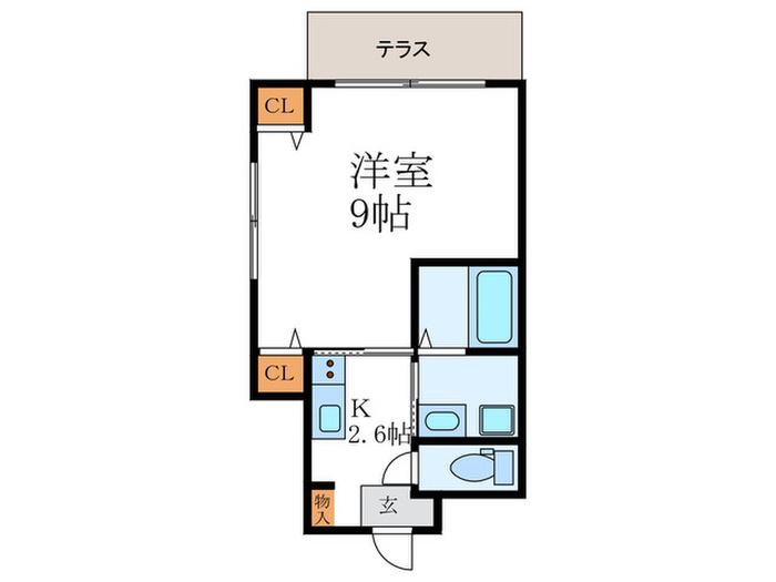 グリーンヒル冷泉通(1K/1階)の間取り写真