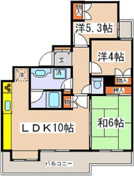 ファミールヴィラ多摩(3LDK/4階)の間取り写真