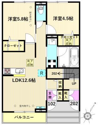 サフィール(2LDK/1階)の間取り写真