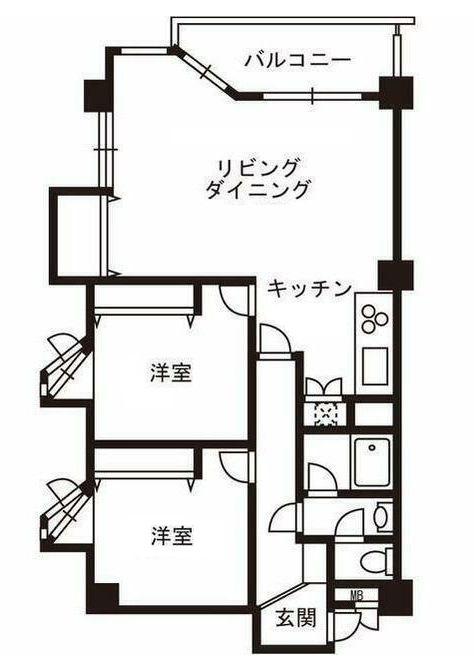 インペリアル常盤松(2LDK/2階)の間取り写真