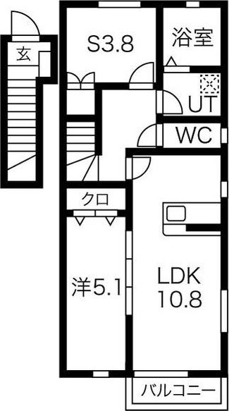 WEAL A棟(1SLDK/2階)の間取り写真