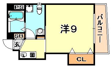 ポルト新神戸(1K/10階)の間取り写真