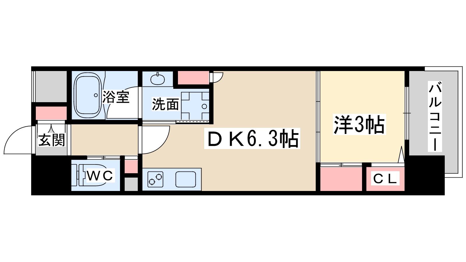 アーバネックス大阪天満宮Ⅱ(1DK/2階)の間取り写真