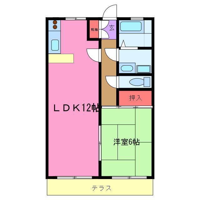 友和ハイツ(1LDK/1階)の間取り写真
