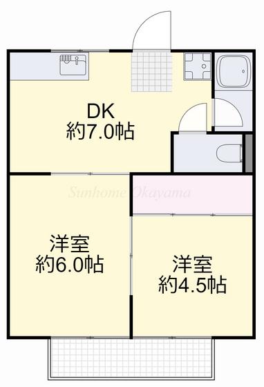 井上コーポ B棟(2DK/2階)の間取り写真