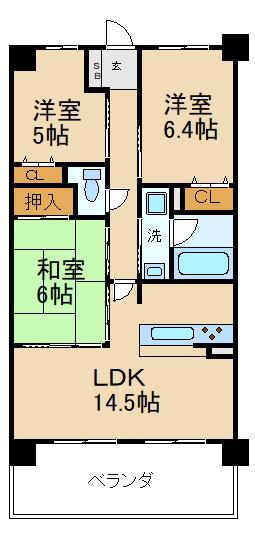 ライオンズマンション枚方ガーデンヒルズ(3LDK/5階)の間取り写真
